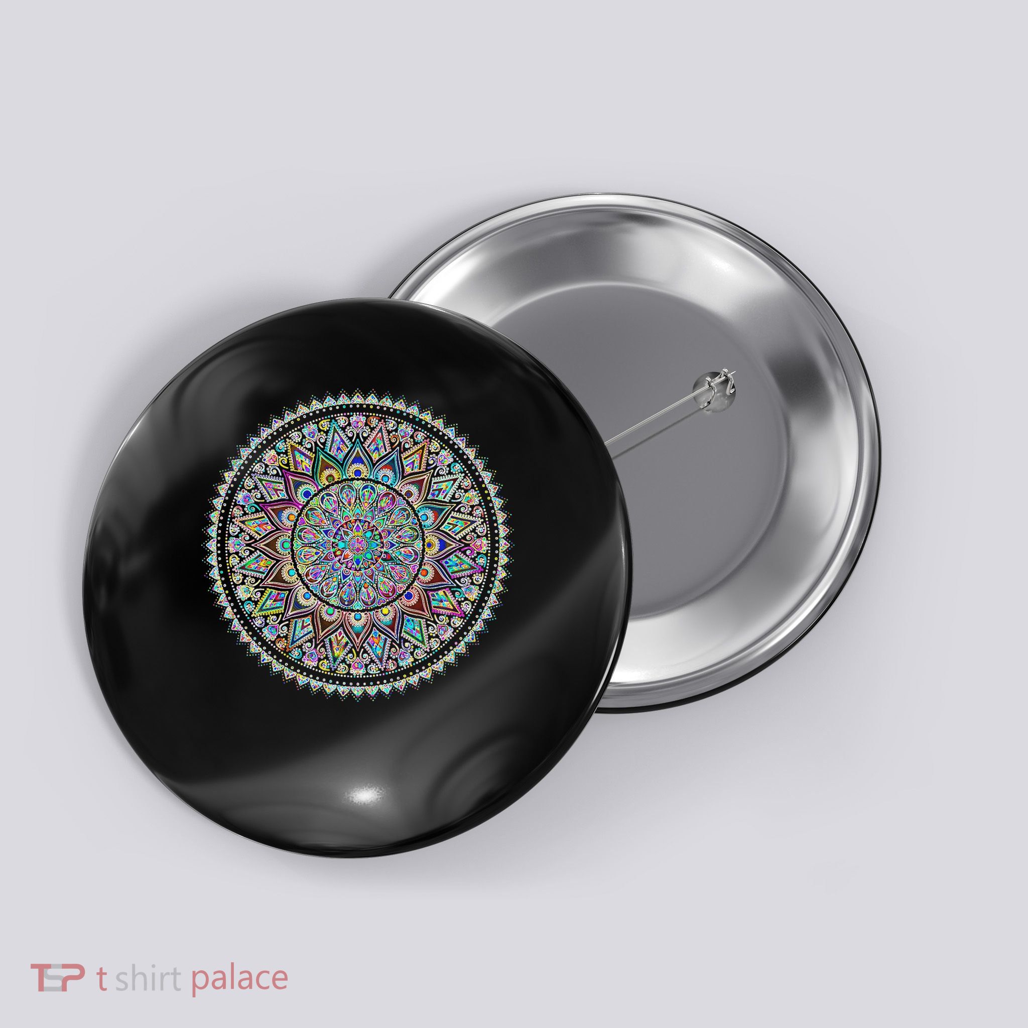 Psychedelic Love Mandala Heart Chakra Button