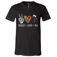 Peace Love MA Nurselife Medical Assistant Halloween Nurse V-Neck T-Shirt