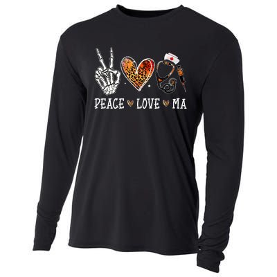 Peace Love MA Nurselife Medical Assistant Halloween Nurse Cooling Performance Long Sleeve Crew