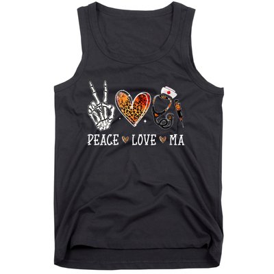 Peace Love MA Nurselife Medical Assistant Halloween Nurse Tank Top