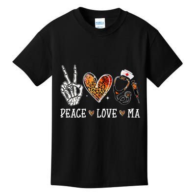 Peace Love MA Nurselife Medical Assistant Halloween Nurse Kids T-Shirt