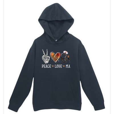 Peace Love MA Nurselife Medical Assistant Halloween Nurse Urban Pullover Hoodie