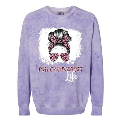 Phlebotomist Life Messy Bun Women Nurse Phlebotomy Colorblast Crewneck Sweatshirt