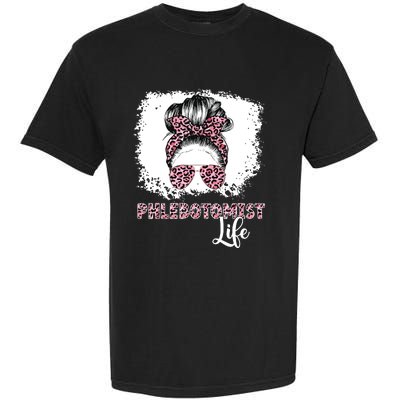 Phlebotomist Life Messy Bun Women Nurse Phlebotomy Garment-Dyed Heavyweight T-Shirt