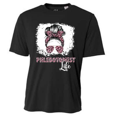 Phlebotomist Life Messy Bun Women Nurse Phlebotomy Cooling Performance Crew T-Shirt