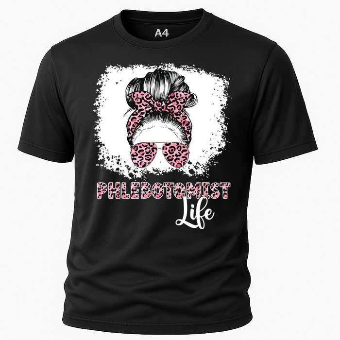 Phlebotomist Life Messy Bun Women Nurse Phlebotomy Cooling Performance Crew T-Shirt