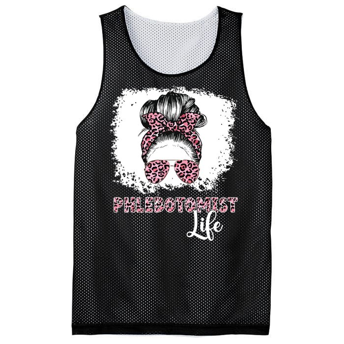 Phlebotomist Life Messy Bun Women Nurse Phlebotomy Mesh Reversible Basketball Jersey Tank