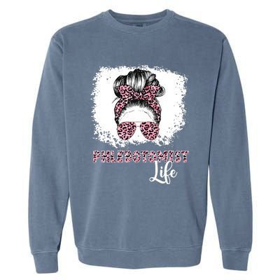 Phlebotomist Life Messy Bun Women Nurse Phlebotomy Garment-Dyed Sweatshirt