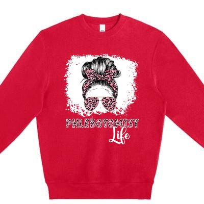 Phlebotomist Life Messy Bun Women Nurse Phlebotomy Premium Crewneck Sweatshirt