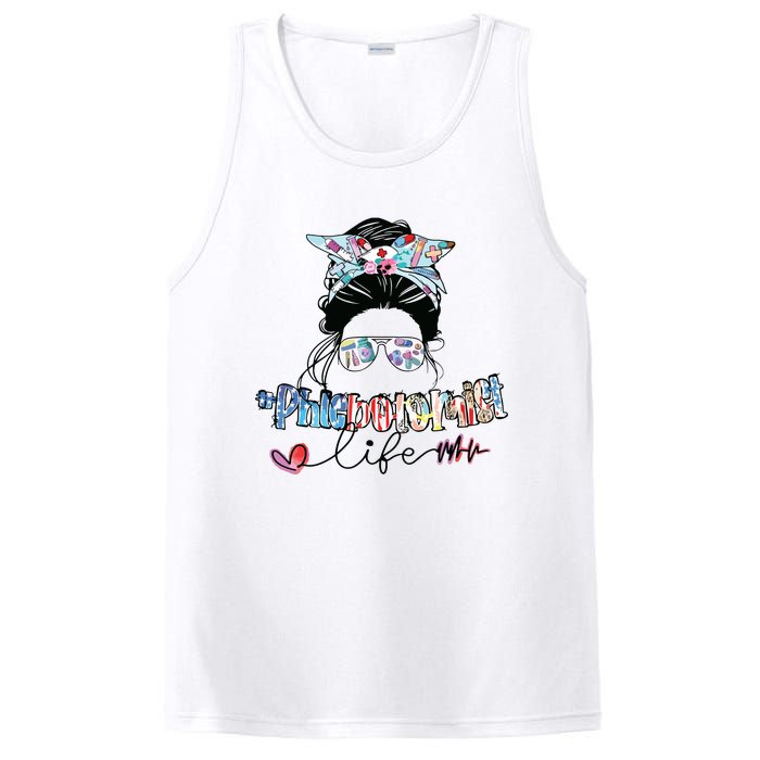 Phlebotomist Life Messy Bun Women Sunglasses Phlebotomy PosiCharge Competitor Tank