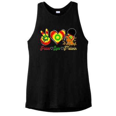 Peace Love Melanin Afro Black History Month Queen Juneteenth Meaningful Gift Ladies PosiCharge Tri-Blend Wicking Tank