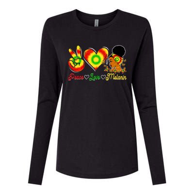 Peace Love Melanin Afro Black History Month Queen Juneteenth Meaningful Gift Womens Cotton Relaxed Long Sleeve T-Shirt