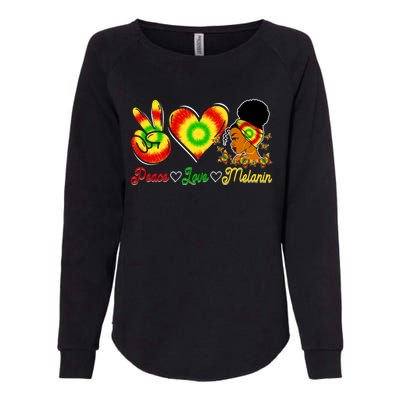 Peace Love Melanin Afro Black History Month Queen Juneteenth Meaningful Gift Womens California Wash Sweatshirt