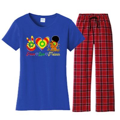 Peace Love Melanin Afro Black History Month Queen Juneteenth Meaningful Gift Women's Flannel Pajama Set