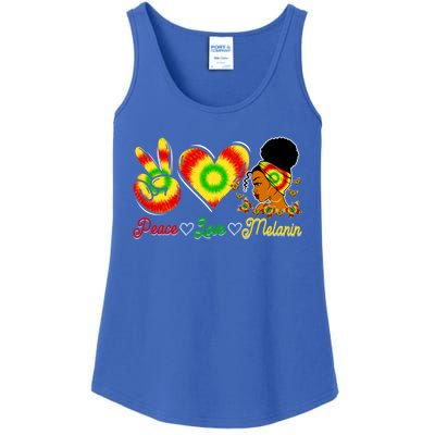 Peace Love Melanin Afro Black History Month Queen Juneteenth Meaningful Gift Ladies Essential Tank