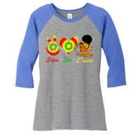 Peace Love Melanin Afro Black History Month Queen Juneteenth Meaningful Gift Women's Tri-Blend 3/4-Sleeve Raglan Shirt