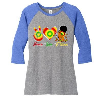 Peace Love Melanin Afro Black History Month Queen Juneteenth Meaningful Gift Women's Tri-Blend 3/4-Sleeve Raglan Shirt