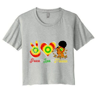 Peace Love Melanin Afro Black History Month Queen Juneteenth Meaningful Gift Women's Crop Top Tee