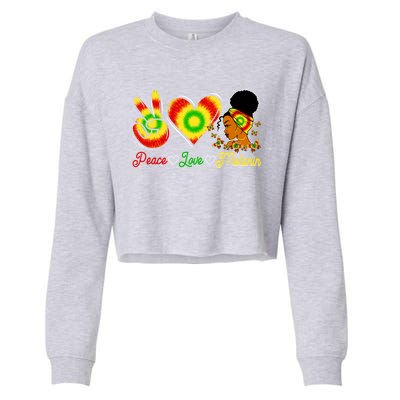 Peace Love Melanin Afro Black History Month Queen Juneteenth Meaningful Gift Cropped Pullover Crew