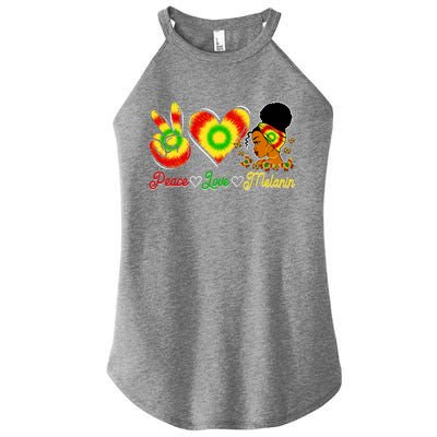 Peace Love Melanin Afro Black History Month Queen Juneteenth Meaningful Gift Women's Perfect Tri Rocker Tank