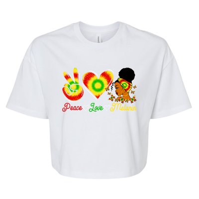 Peace Love Melanin Afro Black History Month Queen Juneteenth Meaningful Gift Bella+Canvas Jersey Crop Tee