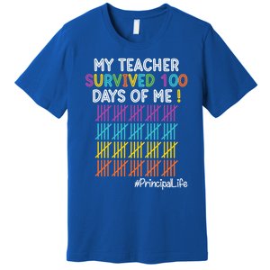 Principal Life My Teacher Survived 100 Days Of Me Gift Premium T-Shirt