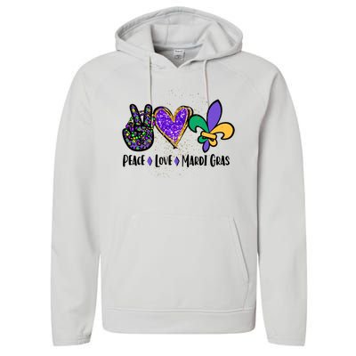 Peace Love Mardi Gras Performance Fleece Hoodie