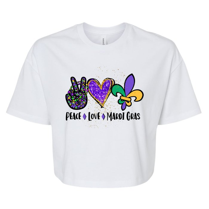 Peace Love Mardi Gras Bella+Canvas Jersey Crop Tee