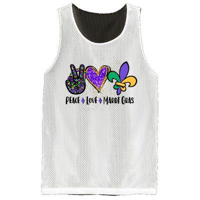 Peace Love Mardi Gras Mesh Reversible Basketball Jersey Tank