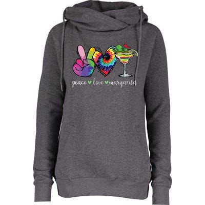 Peace Love Margarita Tie Dye Happy Cinco De Mayo Mexican Womens Funnel Neck Pullover Hood