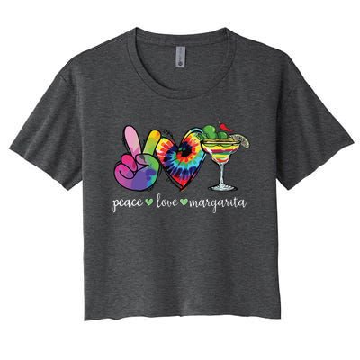 Peace Love Margarita Tie Dye Happy Cinco De Mayo Mexican Women's Crop Top Tee