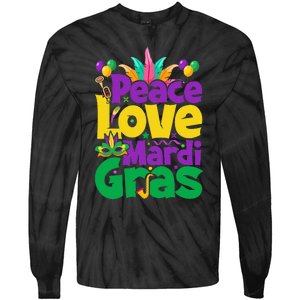 Peace love Mardi Gras funny festival Tie-Dye Long Sleeve Shirt