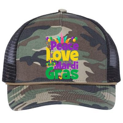 Peace love Mardi Gras funny festival Retro Rope Trucker Hat Cap