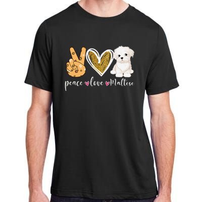 Peace Love Maltese Dog Fun Maltese Lover Dog Dad Dog Mom Adult ChromaSoft Performance T-Shirt