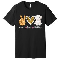 Peace Love Maltese Dog Fun Maltese Lover Dog Dad Dog Mom Premium T-Shirt