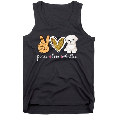 Peace Love Maltese Dog Fun Maltese Lover Dog Dad Dog Mom Tank Top