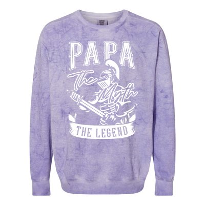 Papa Legend Myth Hero Father Dad Daddy Poppa Stepdad Grandpa Gift Colorblast Crewneck Sweatshirt