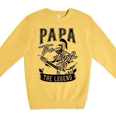 Papa Legend Myth Hero Father Dad Daddy Poppa Stepdad Grandpa Gift Premium Crewneck Sweatshirt