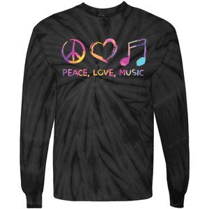 Peace Love Music Hippie Tie-Dye Long Sleeve Shirt