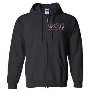 Peace Love Music Hippie Full Zip Hoodie