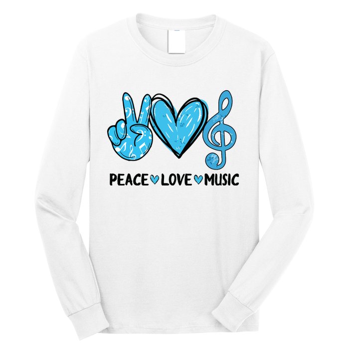 Peace Love Music Musica Note Cute Music Lovers Gifts Long Sleeve Shirt