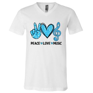 Peace Love Music Musica Note Cute Music Lovers Gifts V-Neck T-Shirt