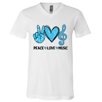 Peace Love Music Musica Note Cute Music Lovers Gifts V-Neck T-Shirt