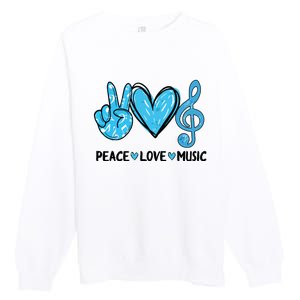 Peace Love Music Musica Note Cute Music Lovers Gifts Premium Crewneck Sweatshirt