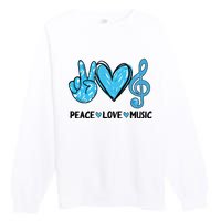 Peace Love Music Musica Note Cute Music Lovers Gifts Premium Crewneck Sweatshirt