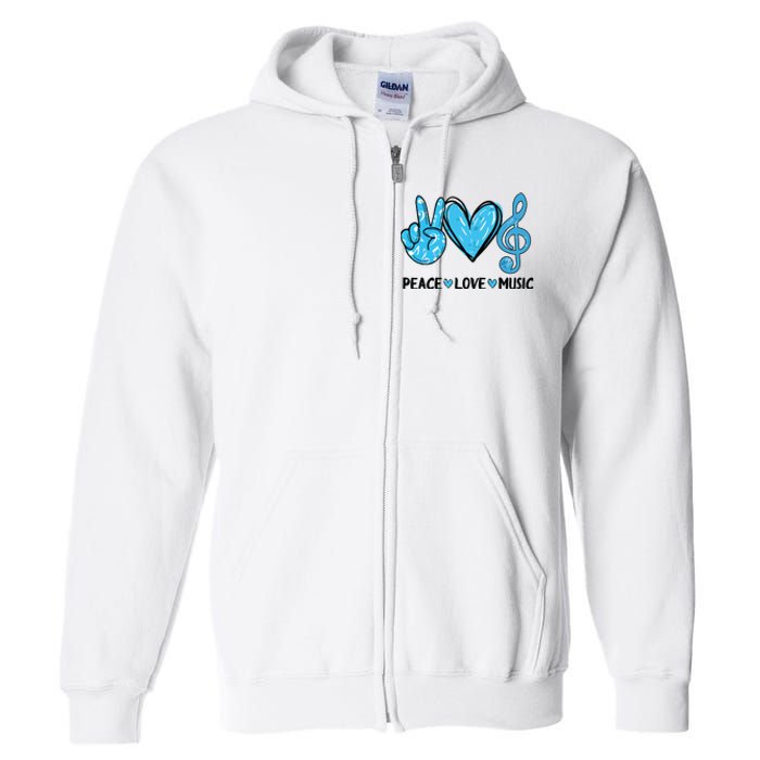 Peace Love Music Musica Note Cute Music Lovers Gifts Full Zip Hoodie