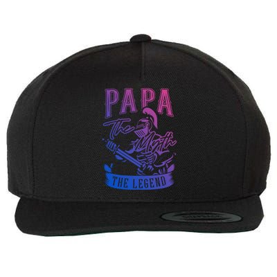 Papa Legend Myth Hero Father Dad Daddy Poppa Stepdad Grandpa Great Gift Wool Snapback Cap