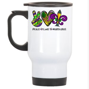 Peace Love Mardi Gras Carnival Funny Holiday Stainless Steel Travel Mug