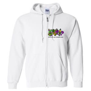 Peace Love Mardi Gras Carnival Funny Holiday Full Zip Hoodie