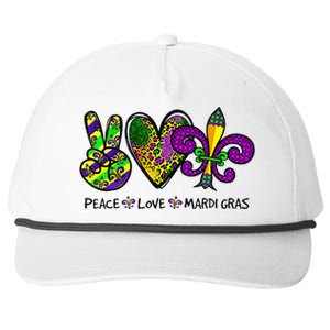 Peace Love Mardi Gras Carnival Funny Holiday Snapback Five-Panel Rope Hat